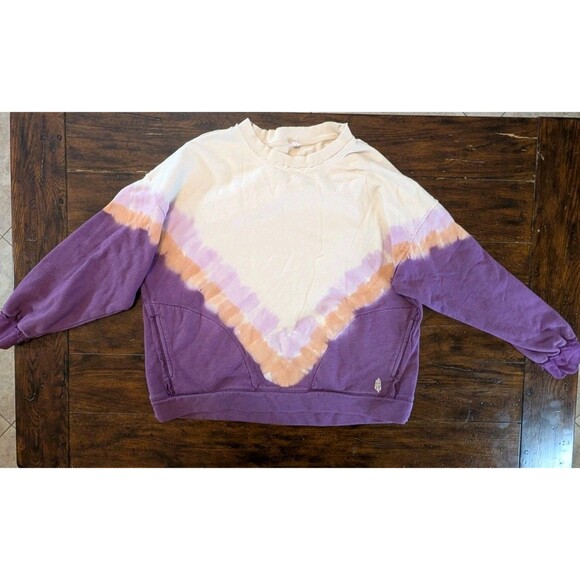 FREE PEOPLE Movement Metti Crew Neck Tie Dye Sweatshirt Purple - Picture 1 of 11